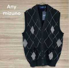 mizuno 【M】ブラック　アーガイル柄 ノースリーブベスト　タグ付き　刺繍