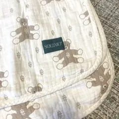 SOLEILAND クマ柄 ガーゼケット 4重ガーゼ