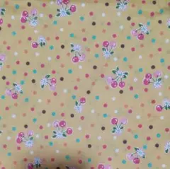 松山敦子 水玉 さくらんぼ 黄色 生地 布 ハギレ 30x110cm 延長可