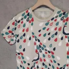 【美品】　グラニフ　孔雀　総柄　Ꭲシャツ Sサイズ　半袖　男女兼用