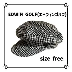 EDWIN GOLF エドウィンゴルフ キャスケット 帽子 千鳥格子 白 黒