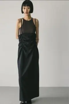 STYLEMIXER シャーリングサスペンダースカート