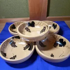 輪島塗ブドウ蒔絵小鉢5客共箱