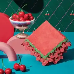近沢レース さくらんぼ ピーチ 桜桃 シーズンハンカチ チェリー フルーツ