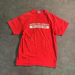 【Hanes】インポート 両面プリント 半袖Tシャツ SM9 古着 used 赤