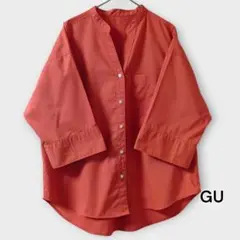 GU｜ワイドスリーブシャツ｜バンドカラー｜5分袖ゆったり