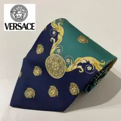 ネクタイ ブランド ヴェルサーチェ 緑 メドゥーサ柄 イタリア製/VERSACE