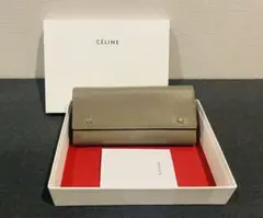 セリーヌ 美品 フィービー 長財布 グレー イエロー バイカラー