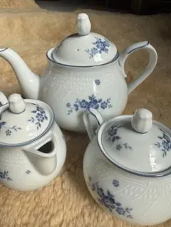 ノリタケセト青い花柄 ティーポットセット