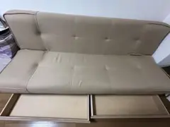 ニトリベージュファブリックソファベッド 引き出し付き