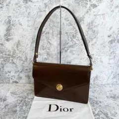 美品 クリスチャンディオール ハンドバッグ ブラウン CDロゴ 金具 レザー