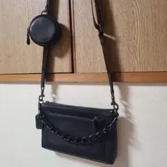 COACHブラックレザーショルダーバッグ