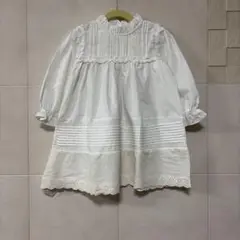 新品♡白ブラウスレースワンピース 100cm