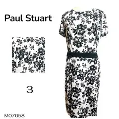 ★美品★Paul Stuart 半袖ワンピース 花柄 巻きスカート風 3