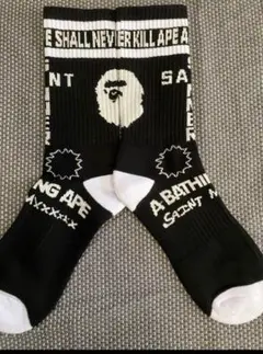 A BATHING APE スポーツソックス 黒/白