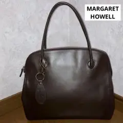 美品 マーガレットハウエル トートバッグ レザー ブランドロゴ型押しブラウン