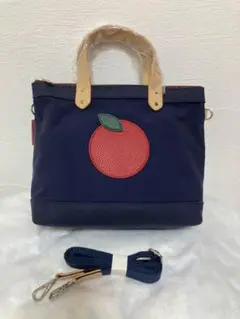 familiar ajewコラボトートバッグ ネイビー リンゴ