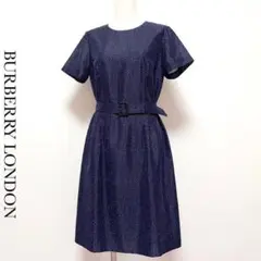 BURBERRY LONDON バーバリー 半袖 ワンピース 紺 ネイビー