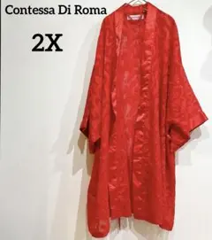 Contessa Di Roma 【2X】レッド ローブ レース 羽織 薄手羽織