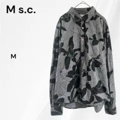M.S.C メンズ　グレー　総柄　長袖シャツ　M　デザインシャツ　綿100％