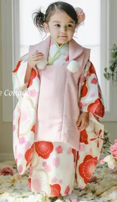 新品【梅柄着物×ピンク】キャサリンコテージ 七五三 着物 被布 3歳