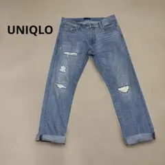 UNIQLOライトブルー ダメージデニムジーンズ　82cm