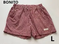 BONITO 赤ギンガムチェック　ハーフパンツ　L