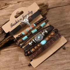 6本セット　ブレスレット　ナバホ　アメカジ　ターコイズ　ウッドブレスレット　人気