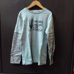 長袖カットソー グレー ストライプ