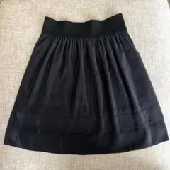 黒 ひざ丈スカート ティアードデザイン
