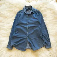 Ralph Lauren ブレイクデニム長袖シャツ ダンガリー ポニー刺繍 L