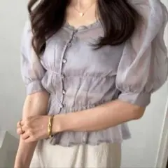 GRL キャミ付き楊柳シフォンブラウス tu728 グレー snidel