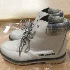 （希少） KIM JONES ワークブーツ グレー チェック柄 L