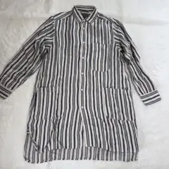 美品nigle cabournリネン100%オフィサーシャツ　46ストライプ