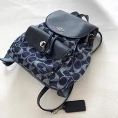 ●コーチ●ミニリュックサック ターンロック シグネチャー ネイビー バックパック