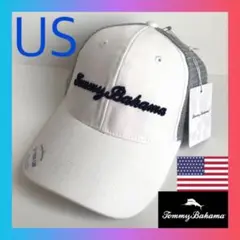 極レア【新品】USA トミーバハマ キャップ メッシュ 帽子 白×グレー