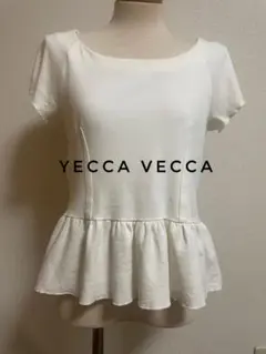YECCA VECCA ホワイトペプラムトップス 半袖 アイボリー