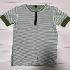 Paul Smith Mサイズ 緑と白ストライプ Tシャツ