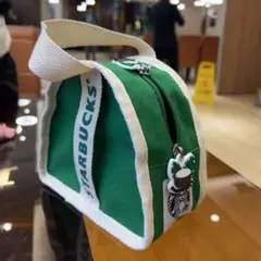 スターバックス 三角ポーチ ミニハンドバッグ グリーン