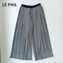 極美品♡ルフィルLEPHILニットプリーツワイドパンツ透かし編みボーダーゆったり