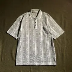 90s Right Point ジャガード　ストライプ　サマーニットポロシャツ