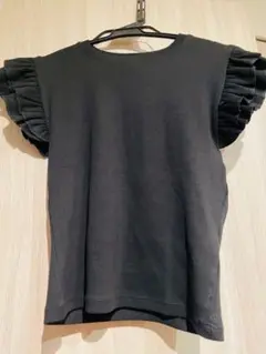 【新品・未使用】ZARA ザラ フリル袖 ブラック Tシャツ M カットソー