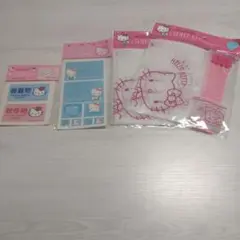 ハローキティ　サインステッカー・アドレスシール　スライド式クリアパック　セット。