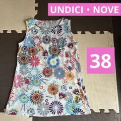 UNDICI・NOVE 柄ノースリーブ　タンクトップ　サイズ38 レディース