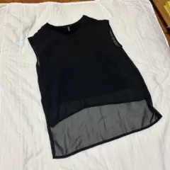 シースルー 黒 ノースリーブ トップス