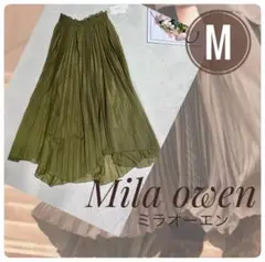 Mila Owen ミラオーエン アシメヘムプリーツスカート カーキ 新品未使用