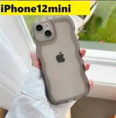 iPhone12mini★ウェーブなみなみケース iPhoneケース 可愛い 黒