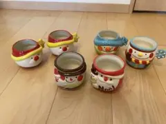 陶器6個セット　クリスマス　冬　雪　鉢　小物入れ