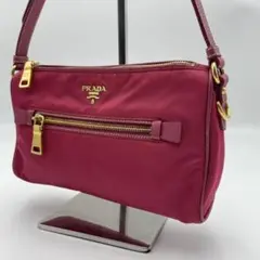 【美品】 PRADA アクセサリーポーチ ナイロン レザー ピンク BN1834