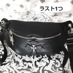 本革クロス & 1ポイントクロス デザイン / レザー ボディバッグ